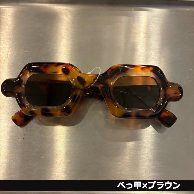 TOPANGA Accessory　チャンキーカラーヘキサゴンサングラス　全3色　ピンク　ブルー　べっ甲　伊達眼鏡　だてメガネ　レディース　メンズ　UV400