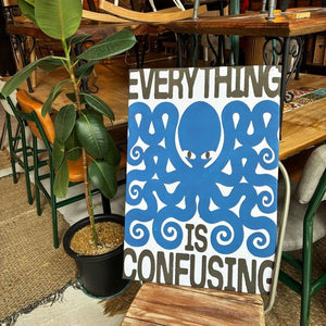 TOPANGA Zakka アートポスター　EVERYYHING IS CONFUSING　タコ　ブルー　ウォールデコ　壁飾り　絵画　リビング　寝室　ダイニング　エントランス　A1