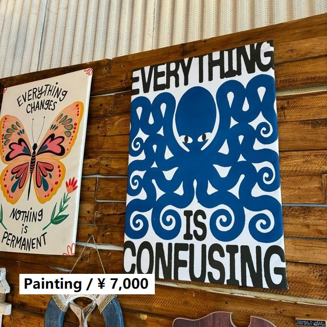 TOPANGA Zakka アートポスター　EVERYYHING IS CONFUSING　タコ　ブルー　ウォールデコ　壁飾り　絵画　リビング　寝室　ダイニング　エントランス　A1