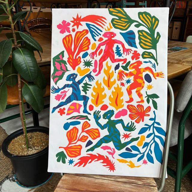 TOPANGA Zakka アートポスター　FOREST FAIRY　森の妖精　カラフル　ダンス　ウォールデコ　壁飾り　絵画　リビング　寝室　ダイニング　エントランス　A1