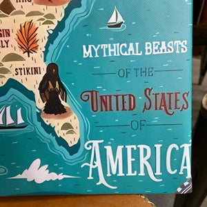 TOPANGA Zakka アートポスター　MYTHICAL BEASTS OF THE AMERICA　ウォールデコ　神話　マップ　UMA　アメリカ　地図　寝室　ダイニング　エントランス