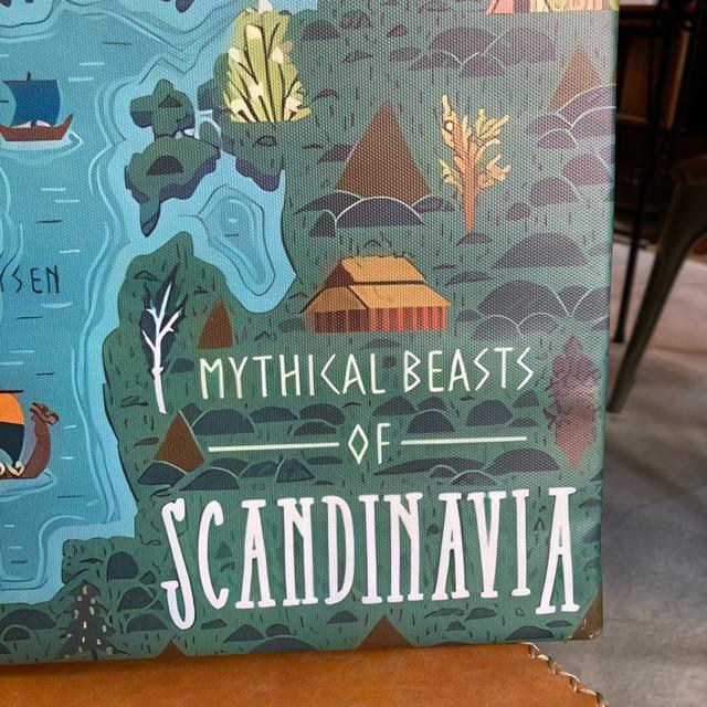 TOPANGA Zakka アートポスター　MYTHICAL BEASTS OF THE SCANDINAVIA　ウォールデコ　神話　マップ　スカンジナビア　地図　寝室　ダイニング　エントランス