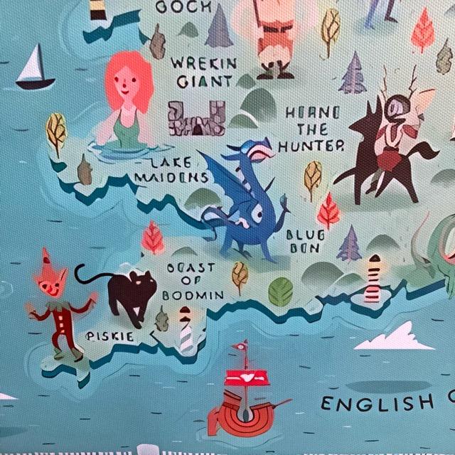 TOPANGA Zakka アートポスター　MYTHICAL BEASTS OF THE BRITISH AND ISLES　ウォールデコ　神話　マップ　イギリス　地図　アイルランド　エントランス