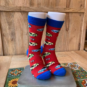 TOPANGA SOCKS Men's　スーパーカーソックス　レッド　靴下　メンズソックス　車　F1レース　カーレース　ゴーカート　