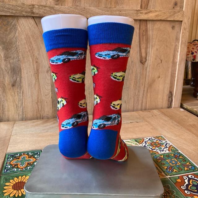 TOPANGA SOCKS Men's　スーパーカーソックス　レッド　靴下　メンズソックス　車　F1レース　カーレース　ゴーカート　