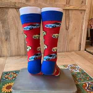 TOPANGA SOCKS Men's　スーパーカーソックス　レッド　靴下　メンズソックス　車　F1レース　カーレース　ゴーカート　