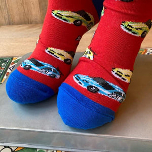 TOPANGA SOCKS Men's　スーパーカーソックス　レッド　靴下　メンズソックス　車　F1レース　カーレース　ゴーカート　