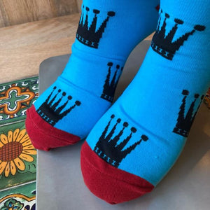 TOPANGA SOCKS Men's　BIGクラウンソックス　ブルー　靴下　メンズソックス　王冠　派手ソックス　プチギフト