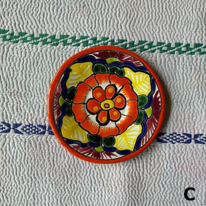 メキシコ　グアナファト焼　ミニ丸プレート　オレンジ　全3種　ケーキプレート　ハンドメイド　取り皿　小皿　中皿