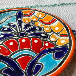 メキシコ　グアナファト焼　ミニ丸プレート　オレンジ　全3種　ケーキプレート　ハンドメイド　取り皿　小皿　中皿