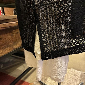 TISSU　ティシュ　パッチワークレーススリットワンピース　クロ　UNIVERSAL TISSU　スカート　日本製　ロング　半袖　重ね着　日本製