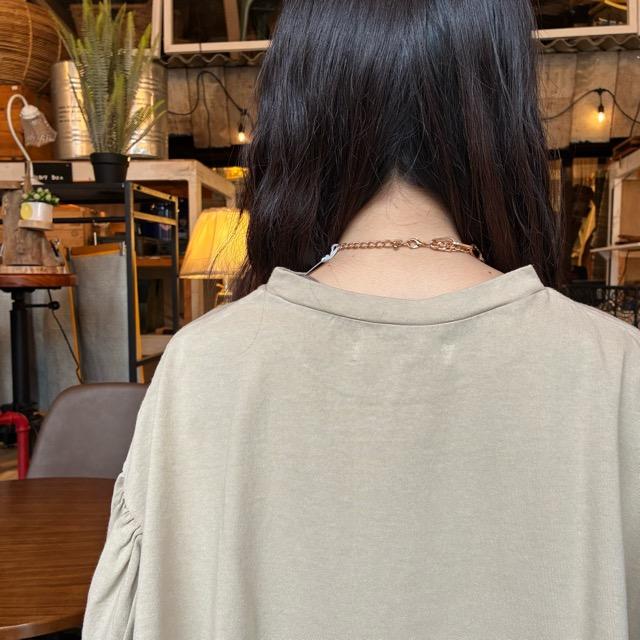 UNIVERSAL SEVEN All-USA Cotton Cuff Gathered Pullover in Greige and Beige, Long Sleeve T-Shirt with Puff Sleeves