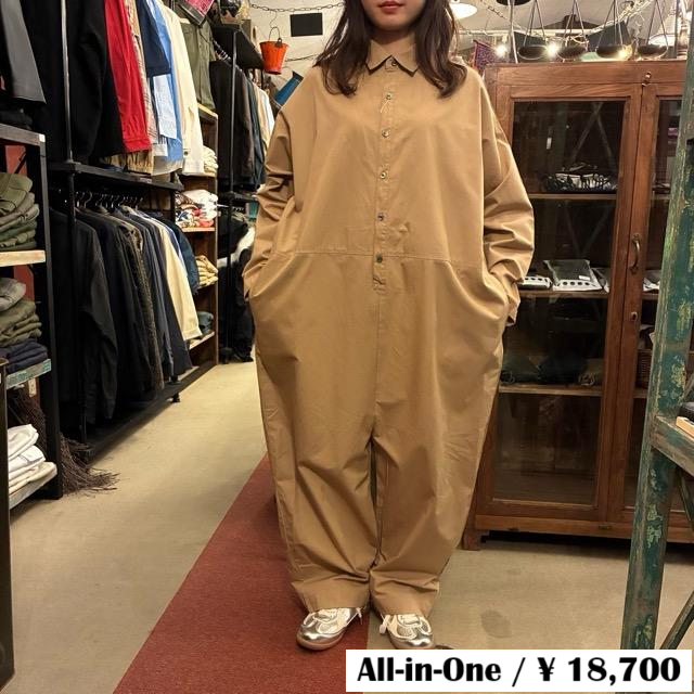 UNIVERSAL TISSU Cotton Compact Weather Sarouel All-in-One, Beige, Long, Made in Japan