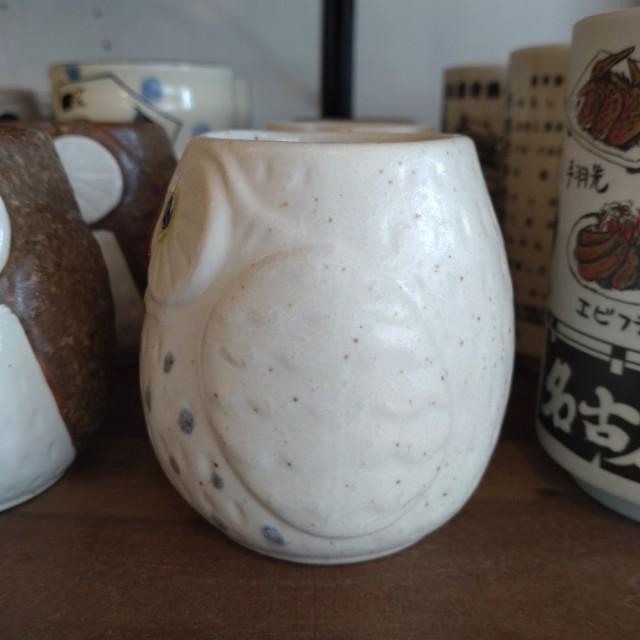 ふくろう湯呑み(白・グレー・茶)220ml 陶器 日本製 美濃焼