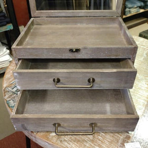 Detende Chest Wood Iron Glass Antique Retrospective Accessory Jewelry Display　
