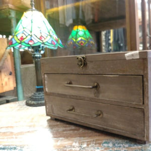 Detende Chest Wood Iron Glass Antique Retrospective Accessory Jewelry Display　