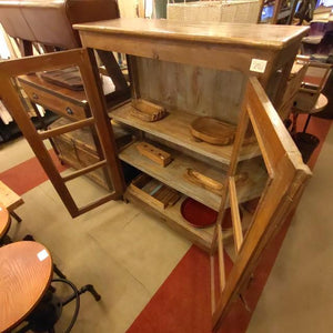 [In-store pickup only] Antique Indian glass window 3-tier shelf, antique living room interior display fixture