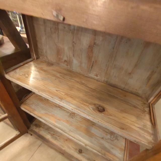 [In-store pickup only] Antique Indian glass window 3-tier shelf, antique living room interior display fixture
