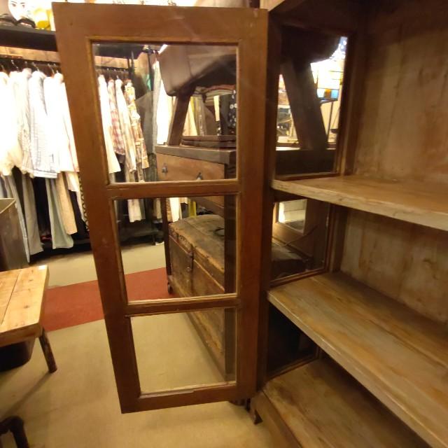 [In-store pickup only] Antique Indian glass window 3-tier shelf, antique living room interior display fixture
