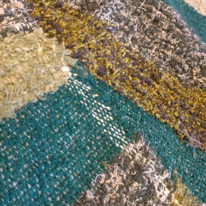 スペイン　ハラパラグマット　C　ブルーグリーンカーキ　120×200cm　1.5畳分　6畳　フロアマット　二人掛けソファ　手織り　リサイクルファブリック　コットン
