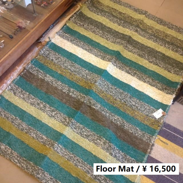 スペイン　ハラパラグマット　C　ブルーグリーンカーキ　120×200cm　1.5畳分　6畳　フロアマット　二人掛けソファ　手織り　リサイクルファブリック　コットン