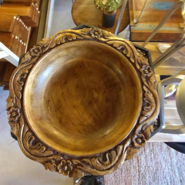 Mango Wood Floral engraving Tray India Antique Style