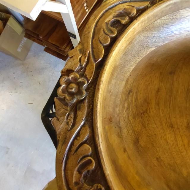 Mango Wood Floral engraving Tray India Antique Style