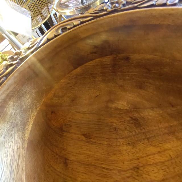 Mango Wood Floral engraving Tray India Antique Style