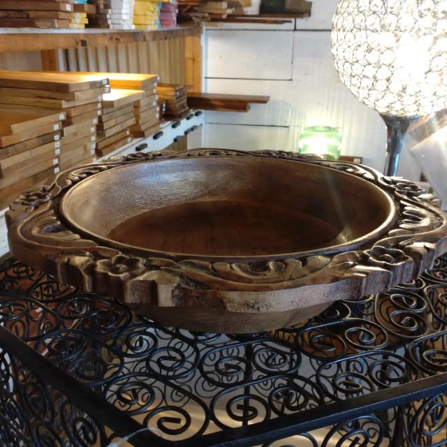 Mango Wood Floral engraving Tray India Antique Style