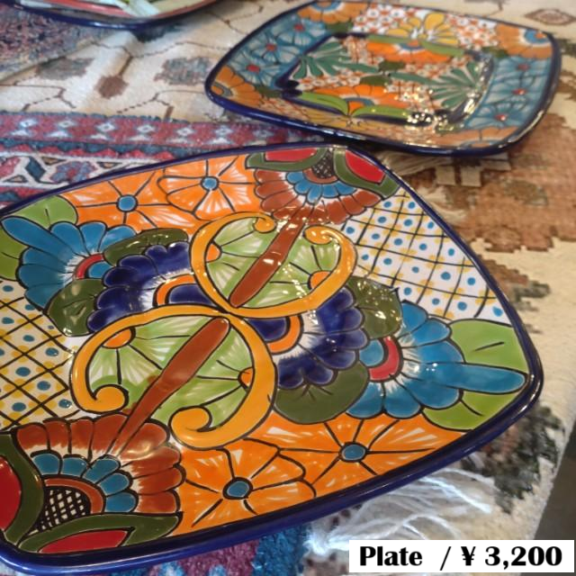 Mexico　Guanajuato Ware　Square plate　Navy 3Types in total　Flat plate　Platter　