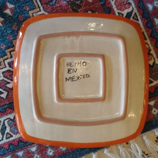 Mexico　Guanajuato Ware　Square plate　Orange　Flat plate　Platter　