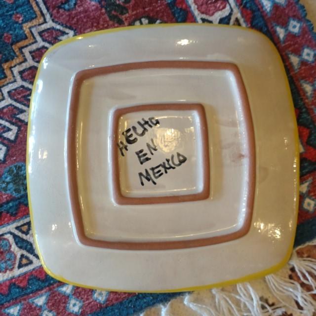 Mexico Guanajuato Ware Square plate Yellow Flat plate Platter　