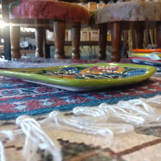 Mexico Guanajuato Ware Square plate Green Flat plate Platter　