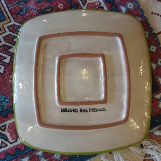 Mexico Guanajuato Ware Square plate Green Flat plate Platter　