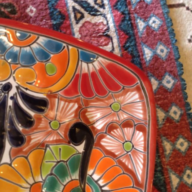 Mexico　Guanajuato Ware　Square plate　Red　Flat plate　Platter　