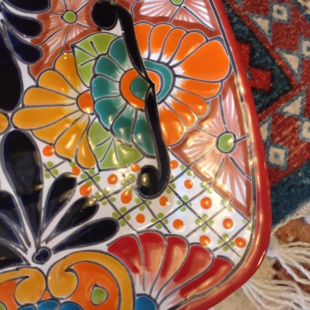 Mexico　Guanajuato Ware　Square plate　Red　Flat plate　Platter　