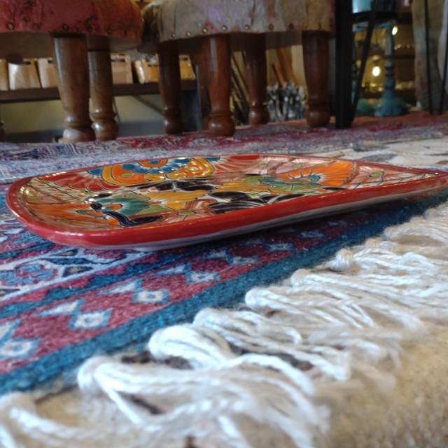 Mexico　Guanajuato Ware　Square plate　Red　Flat plate　Platter　