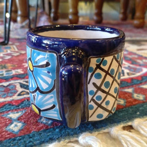 Mexican Guanajuato Ware Navy Mug, Coffee Cup, Tea Cup, Soup Cup, Handmade Ceramic