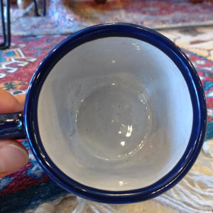 Mexican Guanajuato Ware Navy Mug, Coffee Cup, Tea Cup, Soup Cup, Handmade Ceramic