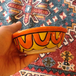 メキシコ　グアナファト焼　ミニボウル　オレンジ 　全2種　小鉢　ヨーグルト　フルーツボウル　小皿　おつまみ　豆皿