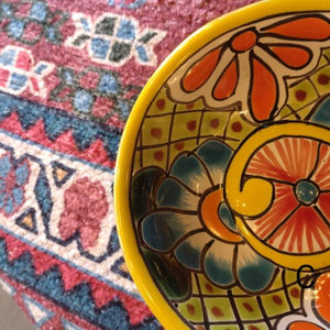 メキシコ　グアナファト焼　ミニボウル　イエロー　小鉢　ヨーグルト　フルーツボウル　小皿　おつまみ　豆皿