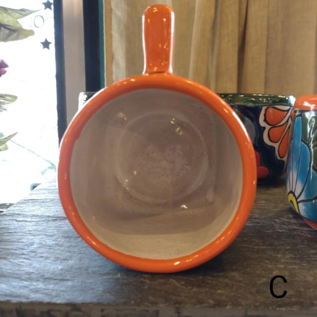メキシコ　グアナファト焼　マグカップ　オレンジ　全2種　コーヒーカップ　テ ィーカップ　スープカップ　コップ　ハンドメイド　陶器