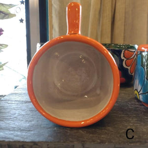 メキシコ　グアナファト焼　マグカップ　オレンジ　全2種　コーヒーカップ　テ ィーカップ　スープカップ　コップ　ハンドメイド　陶器
