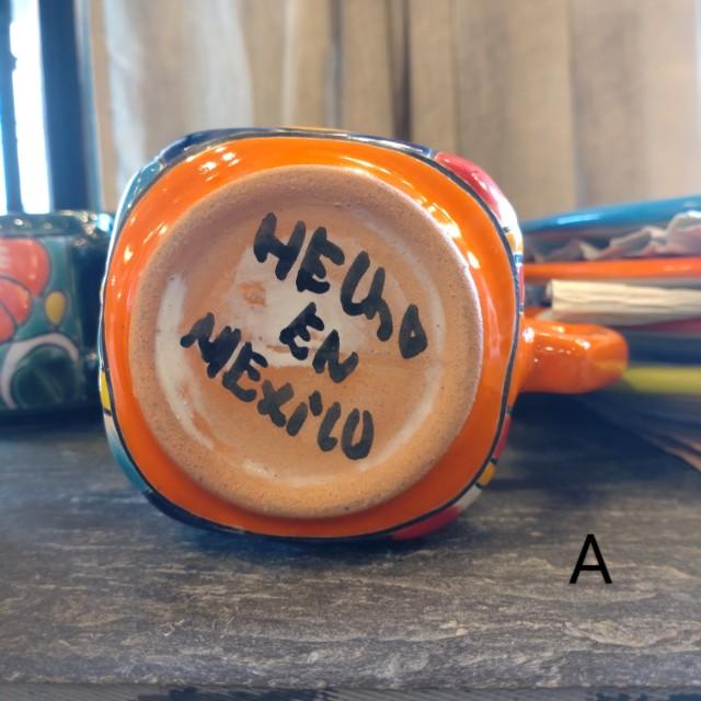 メキシコ　グアナファト焼　マグカップ　オレンジ　全2種　コーヒーカップ　テ ィーカップ　スープカップ　コップ　ハンドメイド　陶器