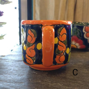 メキシコ　グアナファト焼　マグカップ　オレンジ　全2種　コーヒーカップ　テ ィーカップ　スープカップ　コップ　ハンドメイド　陶器