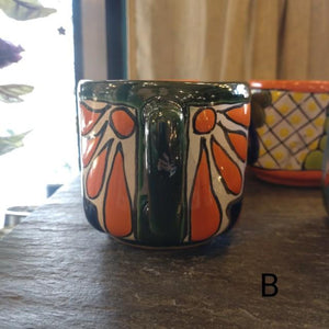 メキシコ　グアナファト焼　マグカップ　グリーン 全２種　コーヒーカップ　テ ィーカップ　スープカップ　コップ　ハンドメイド　陶器
