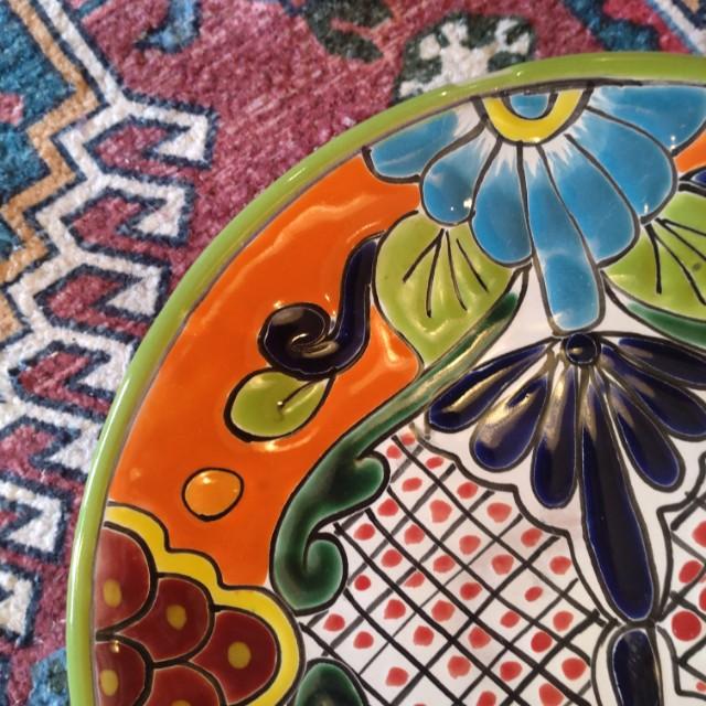 Mexico　Guanajuato Ware　Round Plate Green 2 Types In Total　Pltter　Maindish　Pasta Plate　Tacos　