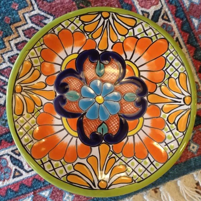 Mexico　Guanajuato Ware　Round Plate Green 2 Types In Total　Pltter　Maindish　Pasta Plate　Tacos　