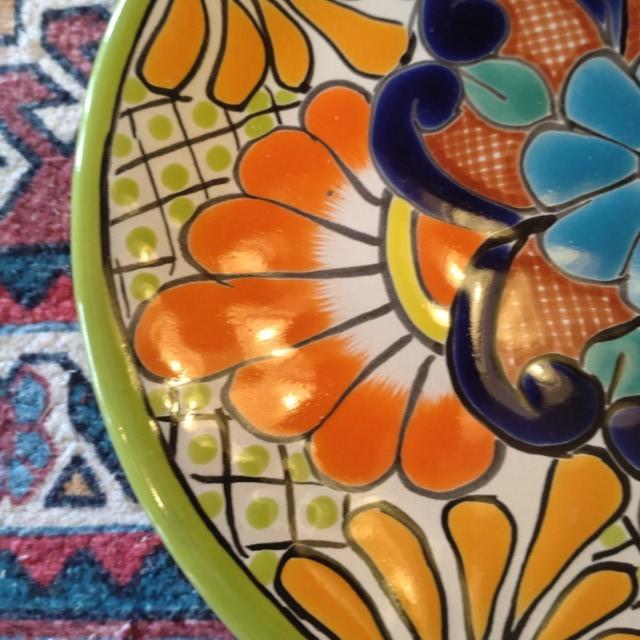 Mexico　Guanajuato Ware　Round Plate Green 2 Types In Total　Pltter　Maindish　Pasta Plate　Tacos　