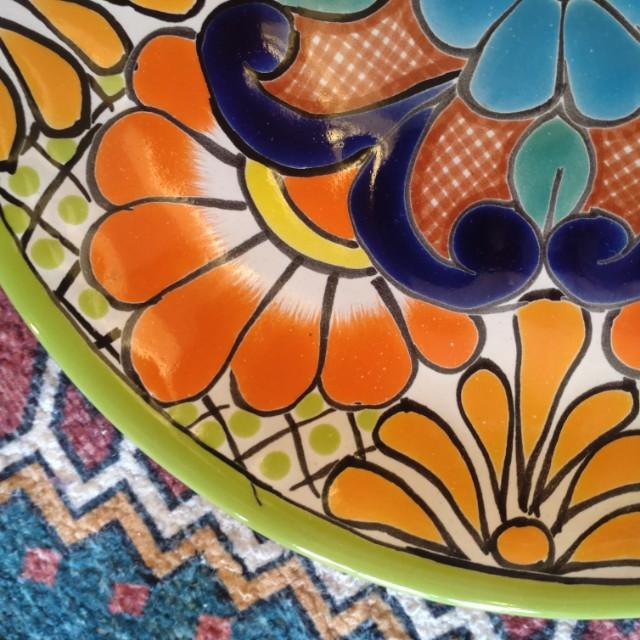 Mexico　Guanajuato Ware　Round Plate Green 2 Types In Total　Pltter　Maindish　Pasta Plate　Tacos　